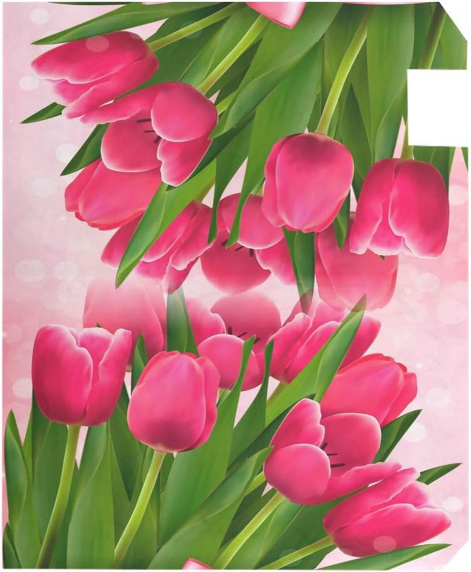 Mother''s Day Magnetic Mailbox Cover Pink Tulips Mailbox Wrap Home Decorative for Standard Mailboxes