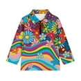 thumbnail image 3 of Psesaysky Girls Colorful Floral Rainbow Print Fleece Long Sleeve Shirts Soft Half Zip Pullover Sweatshirt Stand-up Collar Kids Athletic Winter Jacket 6-7 Years, 3 of 6