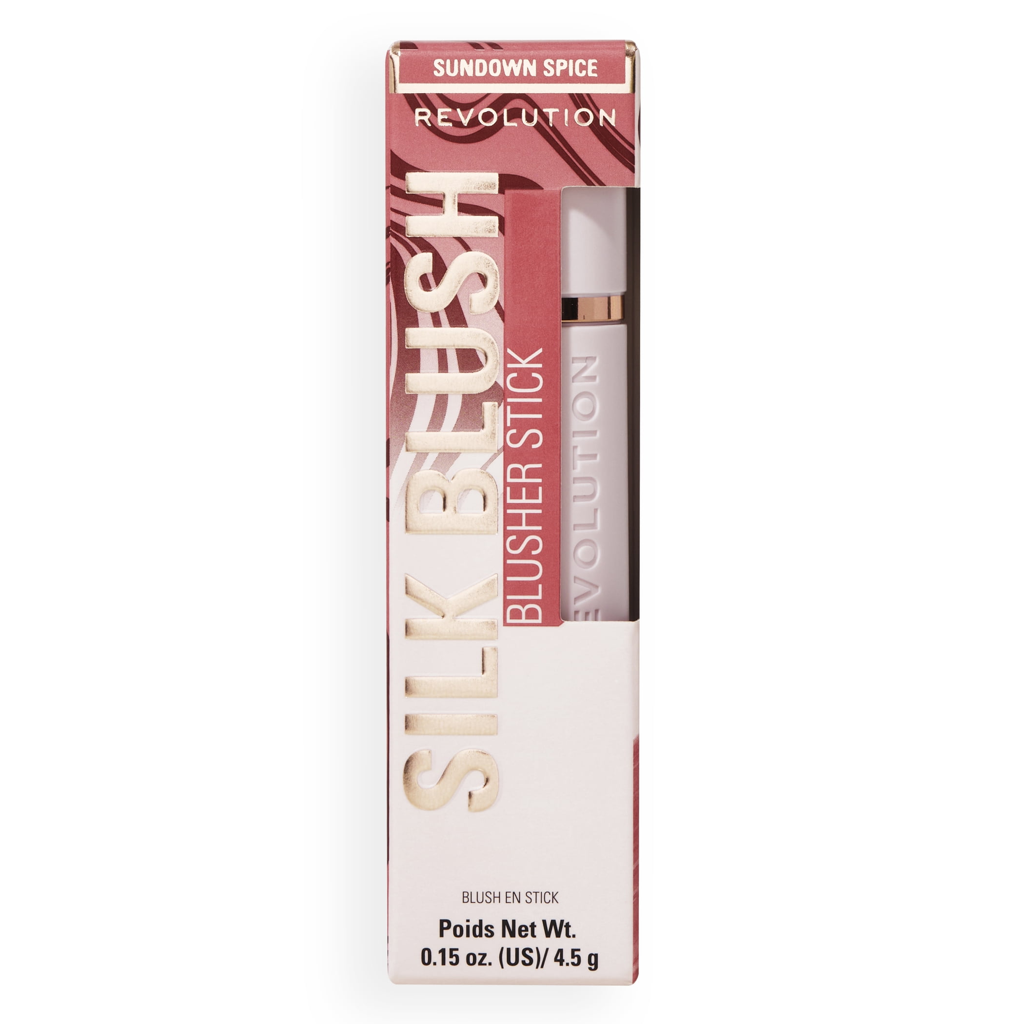 Revolution Skin Silk Marble Blush Stick, Natural Finish, Buildable, Sundown Spice, 0.15 oz