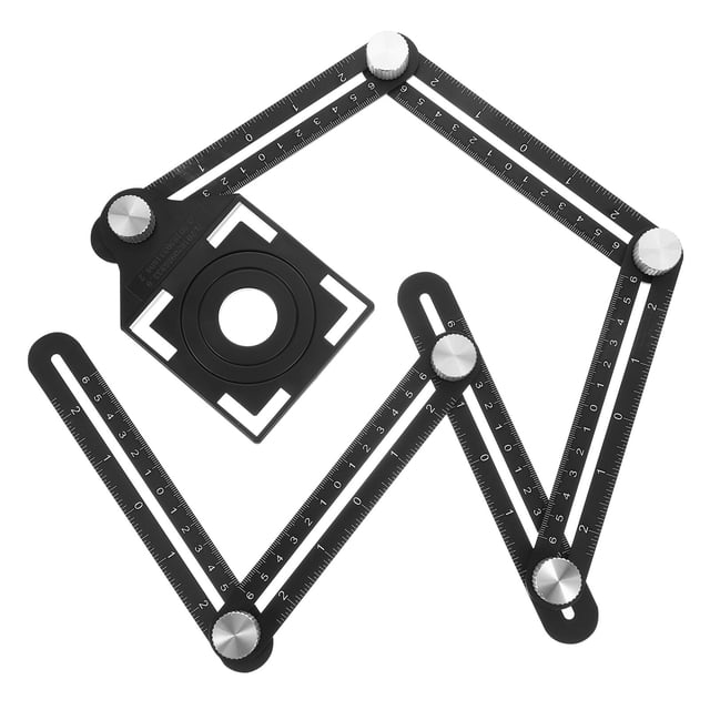 EeaseMX Regla de seis pliegues de aleación de aluminio, localizador de aberturas de azulejos, perforadora universal