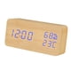 thumbnail image 3 of Reloj despertador LED Mesa de madera Humidómetro Termómetro Control de voz Temporizador de escritorio digital, Madera de bambú Luz azul Advancent HA004025-01, 3 of 6
