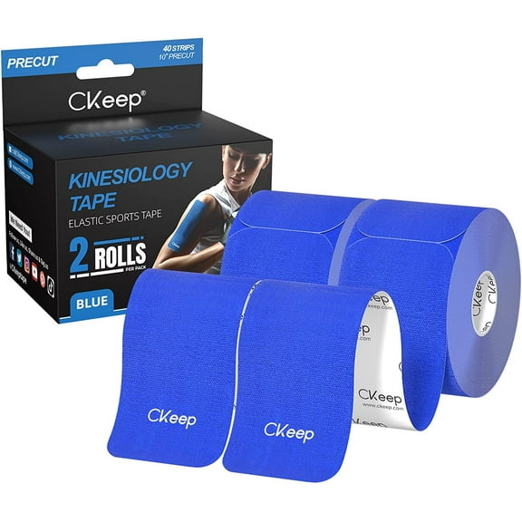 CKeep Kinesiology Tape (2 Rolls), Original Cotton Elastic Premium Athletic Tape, Blue