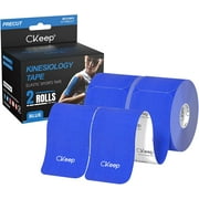 CKeep Kinesiology Tape (2 Rolls), Original Cotton Elastic Premium Athletic Tape, Blue