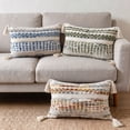 thumbnail image 3 of Fancy Homi Set of 1 Boho Brown Striped Textured Decorative Chenille Throw Pillow Cover 16x32 inch for Couch Bed Sofa, Modern Funky Home Decor, Aesthetic with Tassels Woven Decorative Cushion Case, 3 of 5