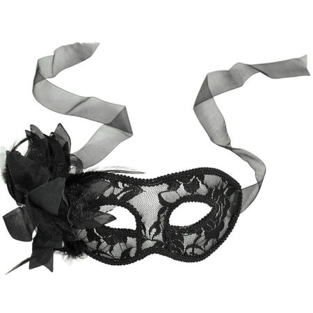 Simplicity Lacy Mask with Flower for Masquerades, Costume Balls, Prom, Mardi Gras