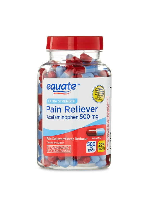 Equate Extra Strength Acetaminophen Pain Reliever Gelcaps, 500 mg, 225 Count