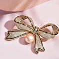 thumbnail image 5 of Rhinestone Bow Brooch Pin for Women Shiny CZ Crystal Pearl Dangling Ribbon Bow Knot Lapel Pins Wedding Party Dance Banquet Dress Suit Shirt Scraf Clip for Clothes Accessories Jewelry, 5 of 12