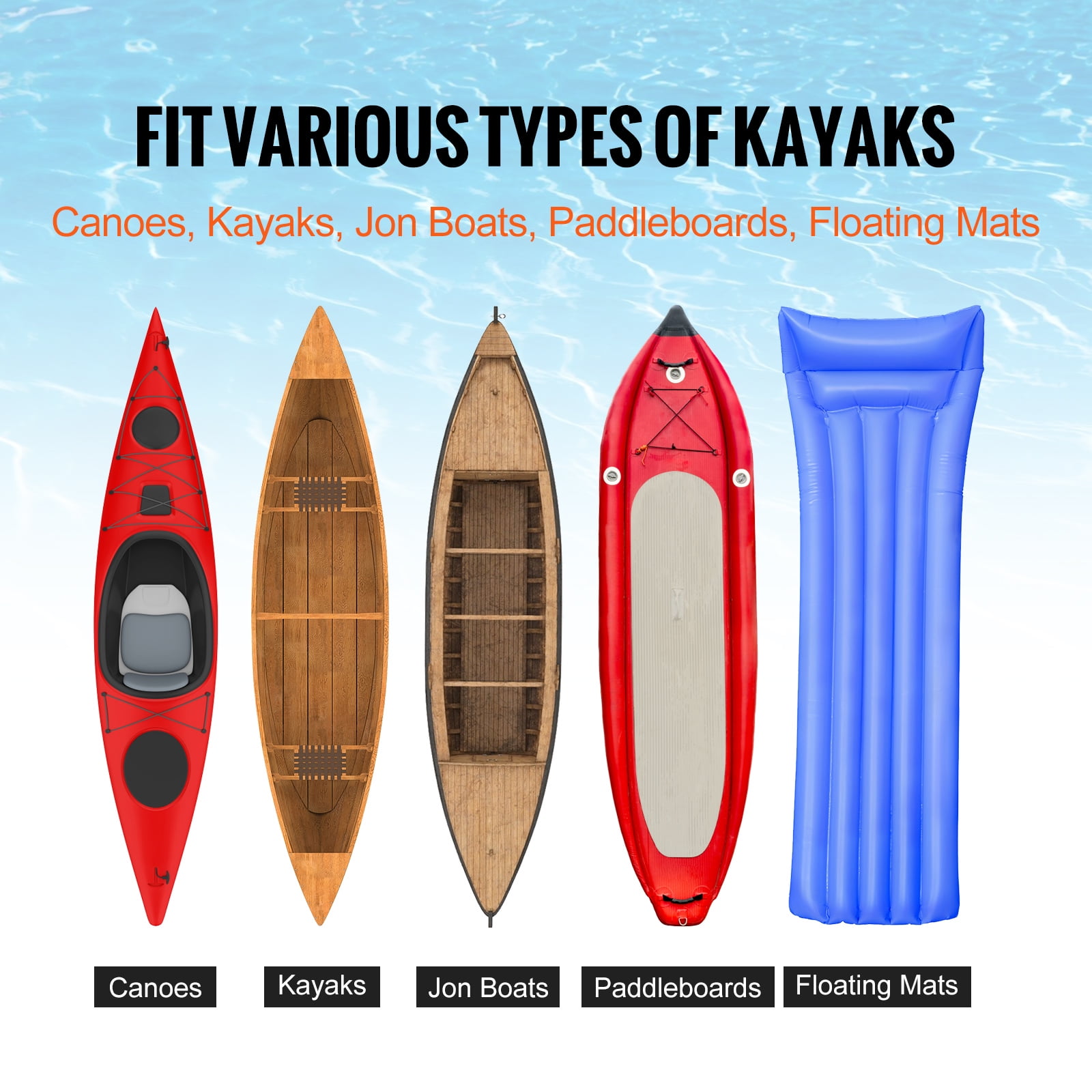 KFFKFF Foldable Kayak Cart Canoe Boat Carrier 250lbs Load with 10'' Solid Tires