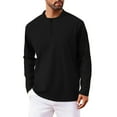thumbnail image 6 of Timoontee Men's Fleece Lined Tops Spring Fall Warm Shirts Loungewear Shirt Casual Long Sleeve Stand Collar Shirts Solid Quarter Zip Pullover Black XL, 6 of 7