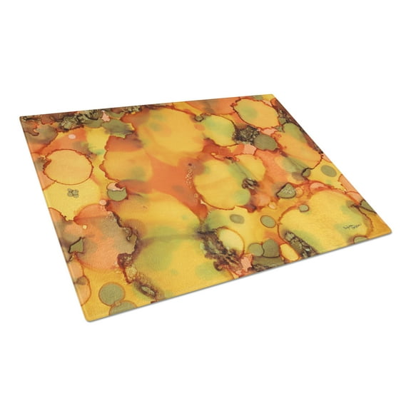 Caroline's Treasures Abstract in Orange and Greens Glass Cutting Board Large