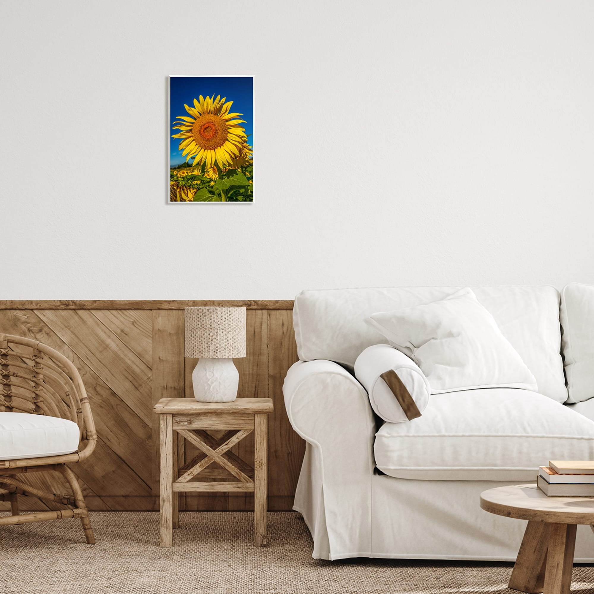 Stupell Industries Summery Sunflower Plant Blooming Summertime Clear Sky Photograph Unframed Art Print Wall Art, Design by Steve Smith