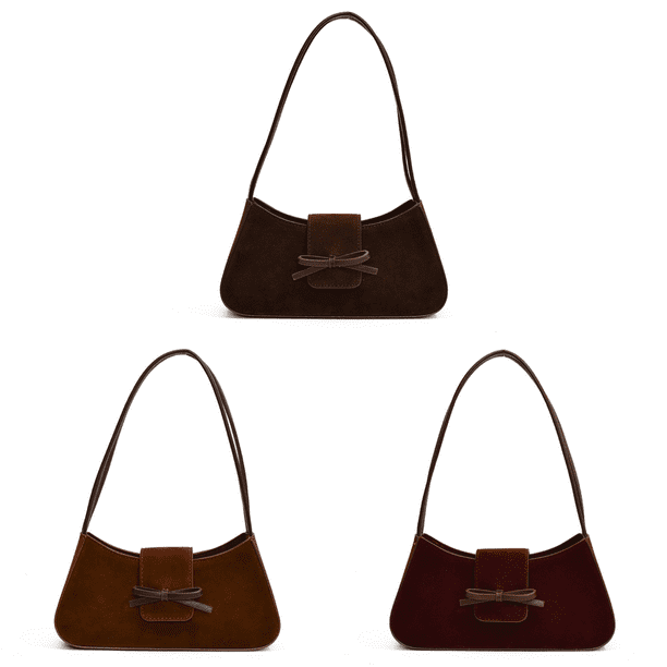 Bolso Hombro para Mujer Mano Con Lazo Sólido Gamuza El (café)