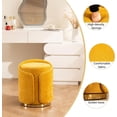 thumbnail image 5 of Swivel Vanity Stool with Gold Base Comfy Vanity Chair Modern Round Stool for Makeup Vanity Ottoman Foot Rest for Bedroom livingroom (Yellow), 5 of 16