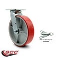 thumbnail image 2 of 8 Inch Red Poly on Cast Iron Swivel Caster with Roller Bearing and Swivel Lock, 2 of 2