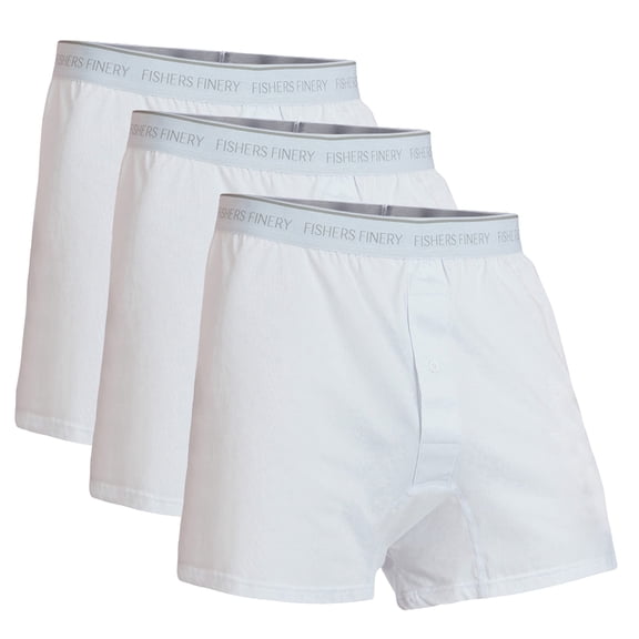 Fishers Finery Mens Ultra Comfort Modal Knit Boxers; 3 Pack (White, M)