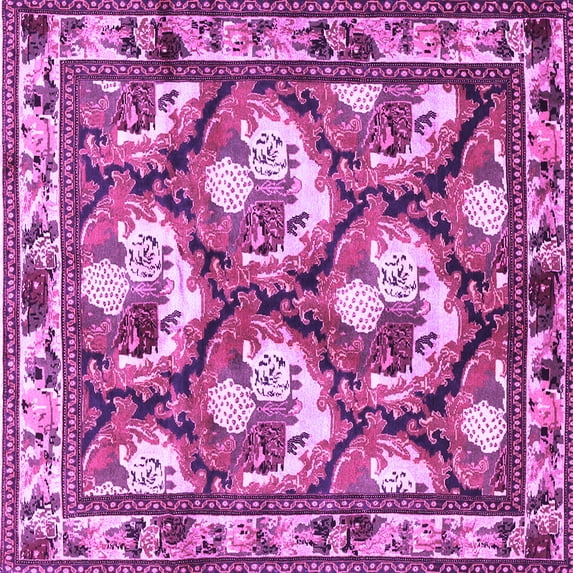 Ahgly Company Indoor Square Persian Purple Traditional Area Rugs, 8' Square