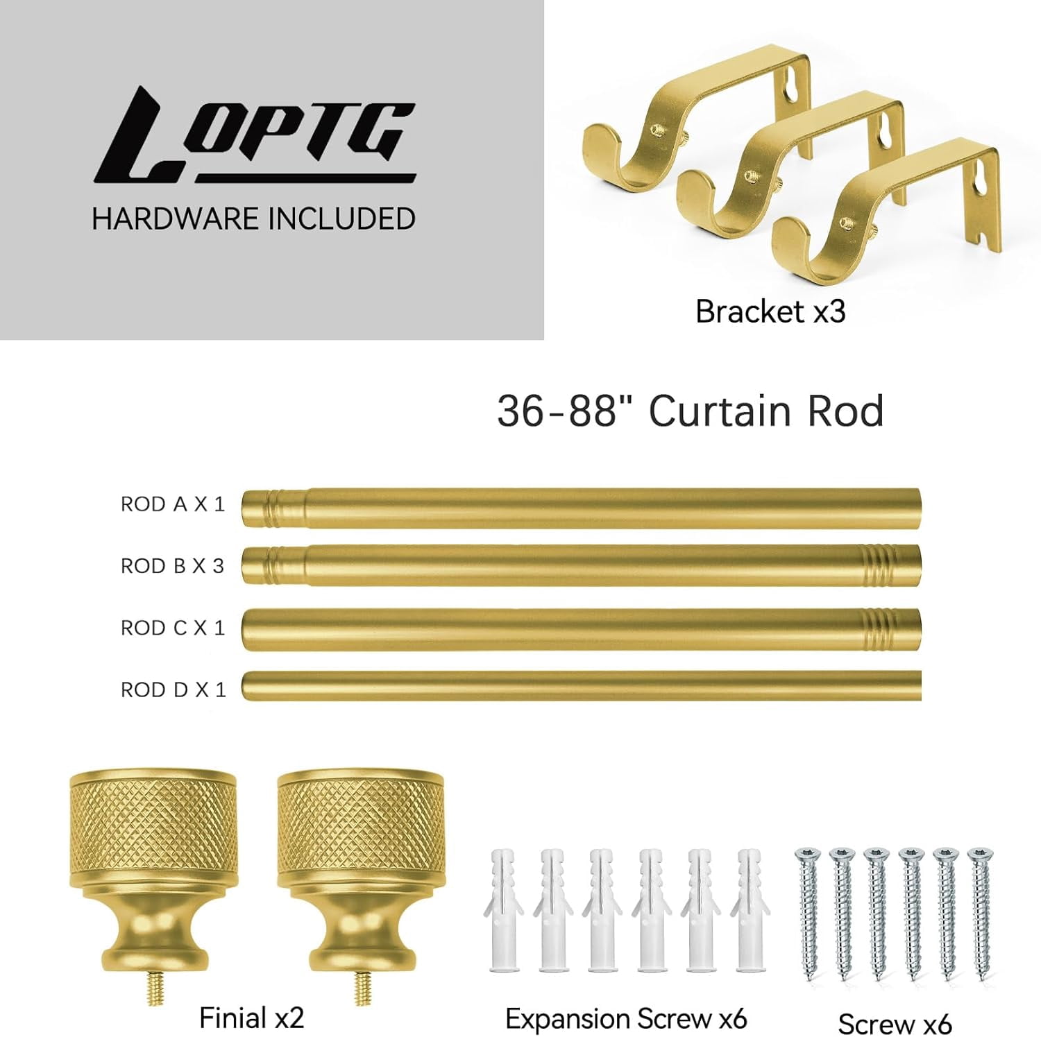 Curtain Rods for Windows 18 to 37 Inch, 1 Inch Diameter Modern Adjustable Decorative Drapery Rods, Window Curtain Rod with Dumbbell Design Finials, Black with Gold edge Finishing, Size:18"-45"