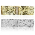 thumbnail image 3 of jangslng Women's Cool Punk Sparkling Sequins Elastic Stretch Wide Waistband Waist Belt, 3 of 7