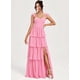 thumbnail image 3 of Vestido de dama de honor Dessiny Dusty Rose Chifon con volantes escalonados, 3 of 7