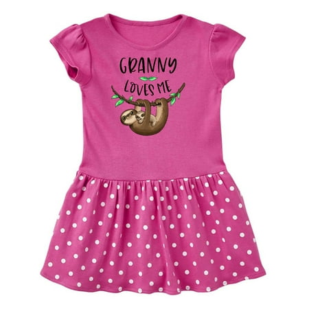 

Inktastic Granny Loves Me Cute Sloth and Baby Gift Toddler Girl Dress