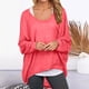 thumbnail image 2 of Gibobby Suéter Divertido con Cuello Rojoondo Suéter de manga larga de murciélago para mujer, blusas con hombros descubiertos, suéter holgado de tamaño, camisas informales, blusas (Rosa, XL), 2 of 5