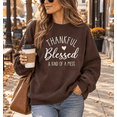 thumbnail image 2 of Yoofine Adult Thankful Blessed and Kind of a Mess Thanksgiving Sweatshirt, 2 of 6