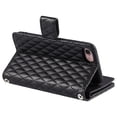 thumbnail image 3 of SaniMore for iPhone iPhone 7 / 8 / SE 2022 & 2020 PU Leather Case, 3D Lattice Pattern for Girls Card Slots Zipper Purse Glitter Magnetic Clasp Flip Kicstand [Hand Rope] Full Protection, Black, 3 of 15