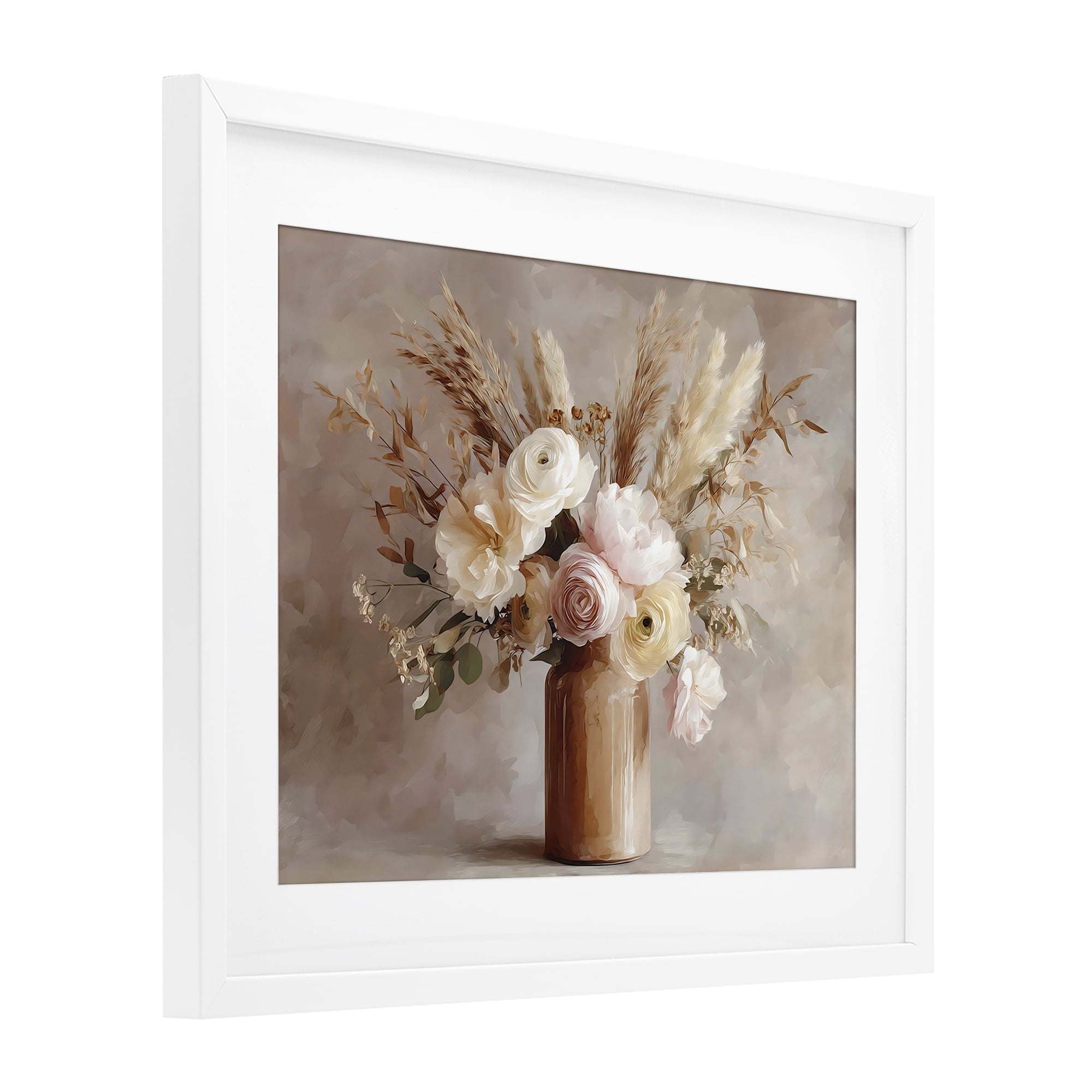 Stupell Industries Elegant Wheat Bouquet in Vase White Framed Print Under Glass, design by Franklyn Gregory
