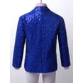 thumbnail image 7 of inlzdz Boys Sequins Slim Fit Formal Tuxedo Blazer Wedding Party Prom Homecoming Dressy Coat Jacket Blue 6, 7 of 7
