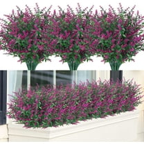 Babibeauty 8 Bundles Artificial Lavender Flowers Outdoor Fake Flowers for Decoration UV Resistant No Fade Faux Plastic Plants Garden Porch Window Box Décor (Fuchsia)