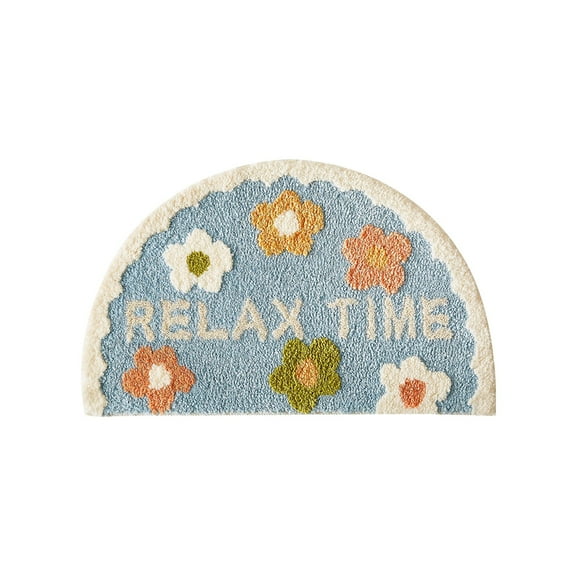 Btomtd 15.74' x 23.62' Semicircle Bath Rug Floor Mat Thickened Toilet Cover Secure Base Restroom Carpet Absorbent Layer, Blue