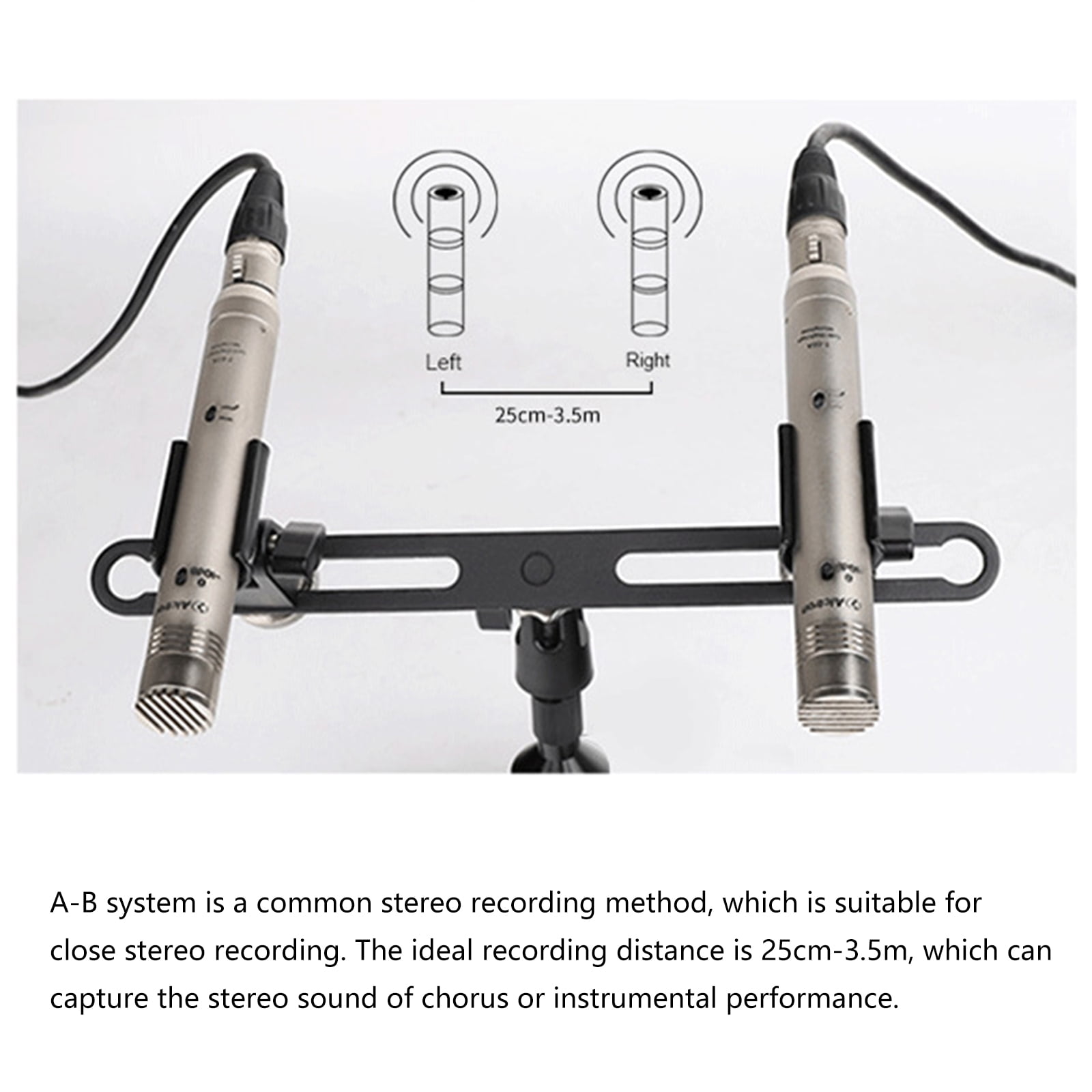 Stereo Microphone Rod for 2 Microphones Studio Recording Mic Stand Microphones Double Mount Extension Bracket