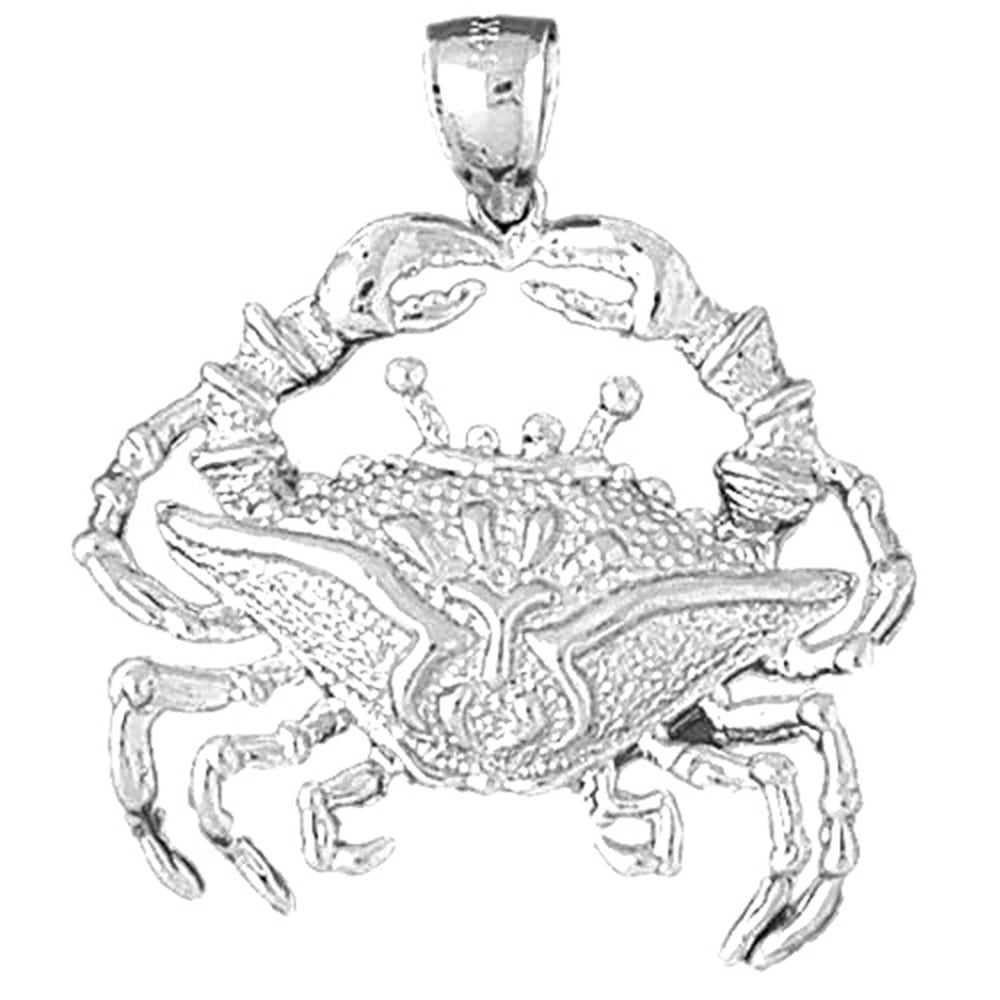 18K White Gold Crab Pendant 34 mm