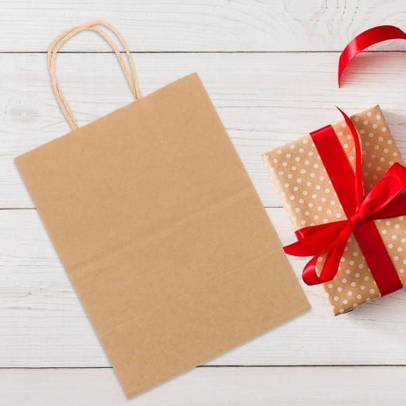 FRCOLOR Brown Kraft Paper Bags with Handles for Storage Light Brown Small Size Gift Bags Shopping Bags Party Favor Bags