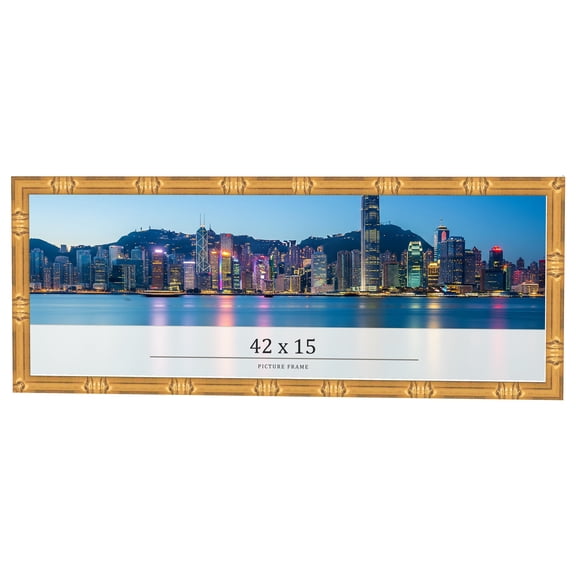 42x15 Frame Gold Bamboo Solid Wood Picture Frame | 1 Inch Moulding Width | Interior Frame Depth
