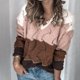 thumbnail image 2 of Gibobby Suéter cuello v, Suéter con cuello en V para mujer, estilo coreano, a rayas, de punto ajustado(Rosa,XG), 2 of 5
