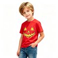 thumbnail image 3 of Ruiwill Halloween Boys Graphic Tee Funny Face Print Crew Neck Short Sleeve Top Casual Fall Pullover Boys Tshirts, 3 of 5