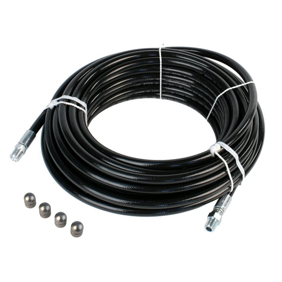 Sewer Jetter Hose & 4 Nozzles 1/4"x 50' 4800 PSI & 4.8 Button Nose Thruster, Flusher, Monster & Degreaser Nozzles