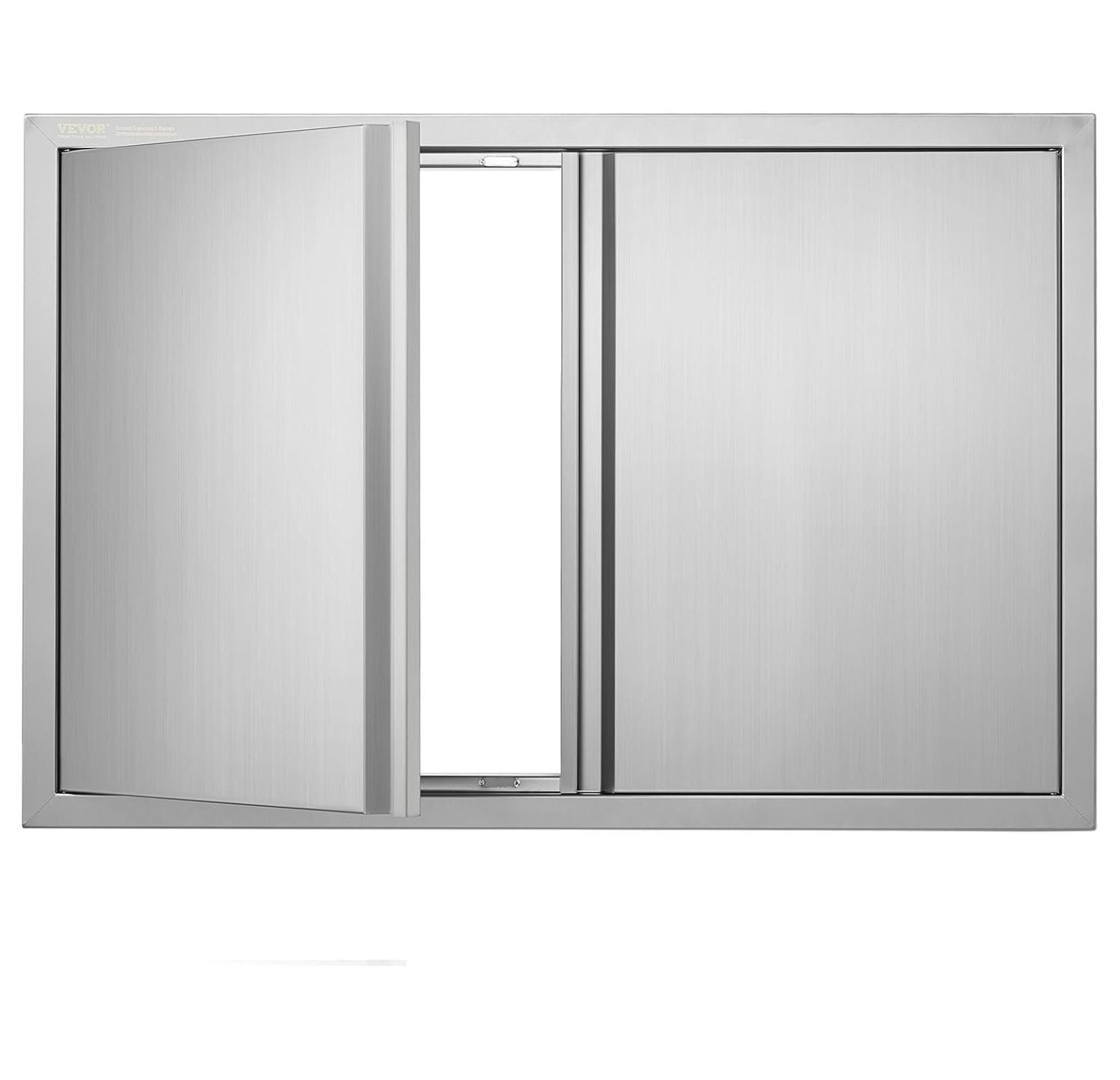 BBQ Access Door, 36W x 24H Inch Double Outdoor Kitchen Door, Stainless Steel Flush Mount Door, Wall Vertical Door with Recessed Handles, for BBQ Island, Grilling Station, Outside Cabinet