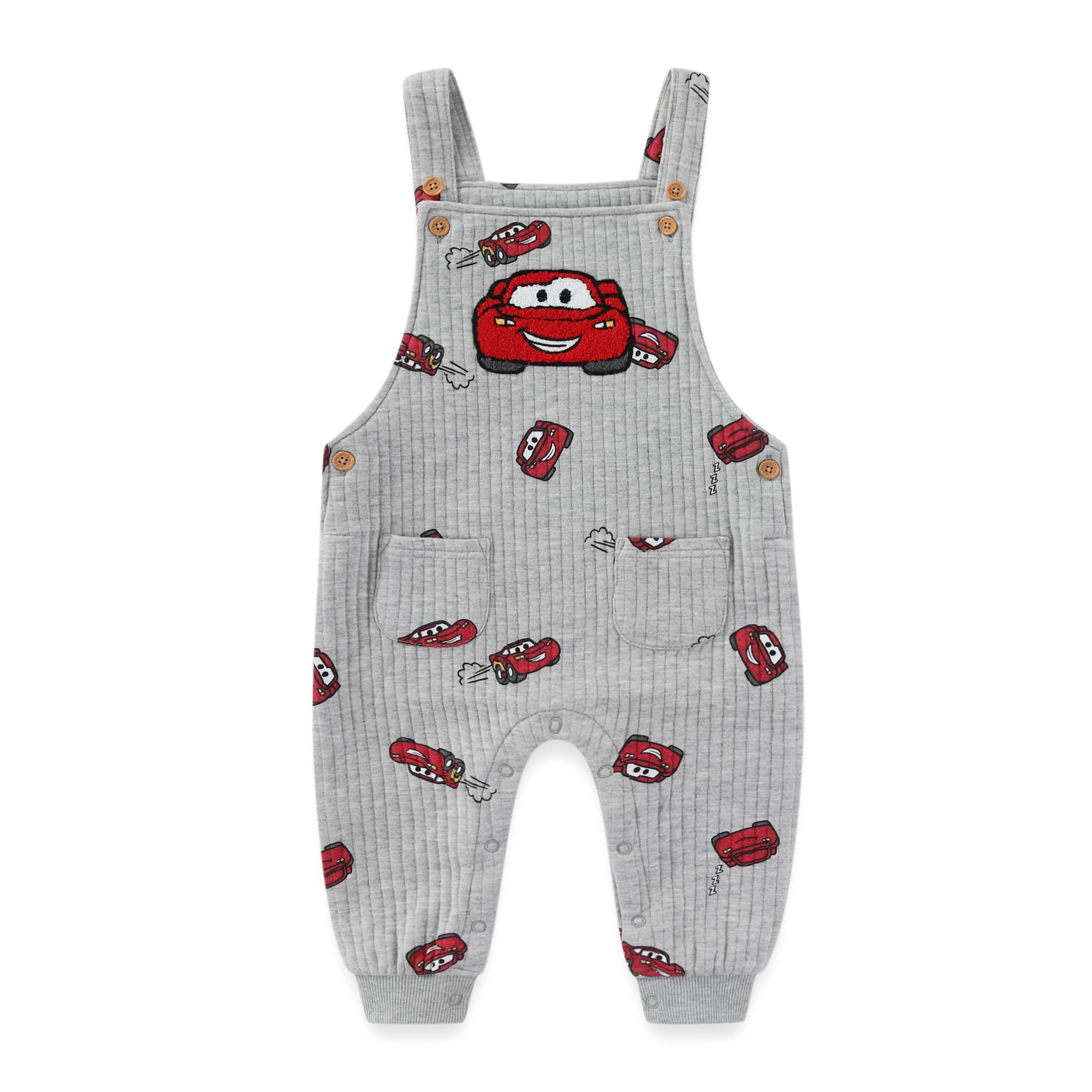 Disney Cars Lightning McQueen Long Sleeve Shirt and Overalls (Baby Boys), 2 Piece Set, Sizes 12M-24M