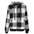 thumbnail image 6 of ClodeEU Women's Flannel Hoodie Plaid Jacket, Full Zip Up Sherpa Lined Hoodie Jacket ,Fall Winter Warm Tops With Pockets Black,Womens Plus M, 6 of 8