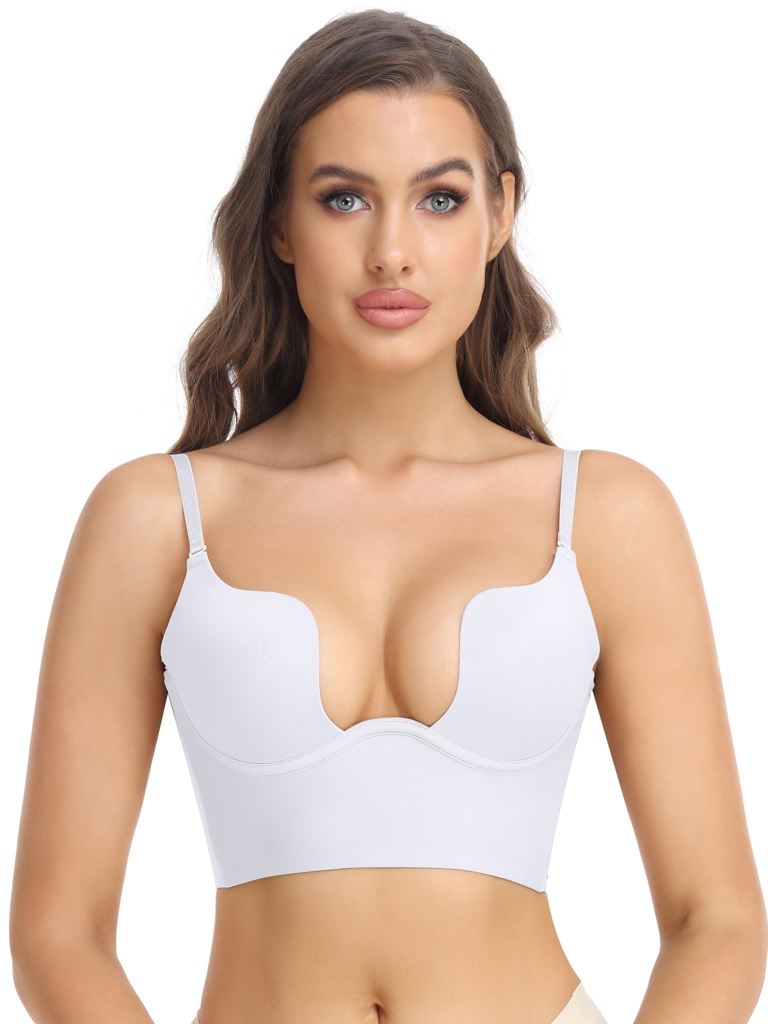  sealsea Low Back Bra Wire Lifting Deep V Plunge Low