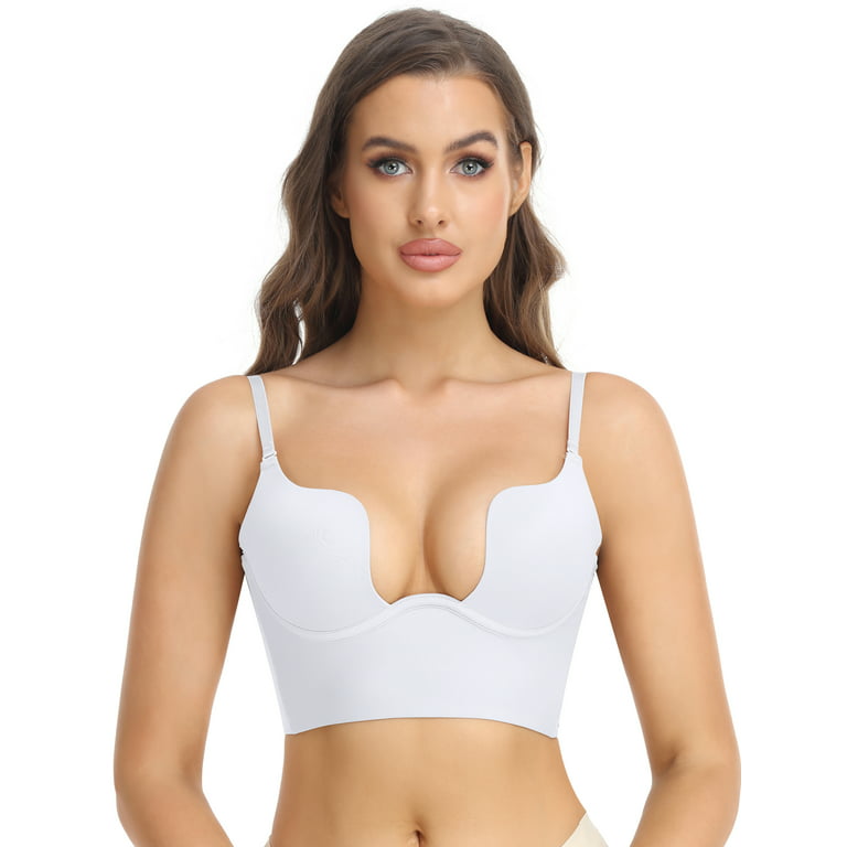 Low Back Bra for Women Wirefree Seamless Bra Backless Multiway Straps  Convertible Halter Bra with Padded Removeable : : Clothing, Shoes  