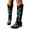 Black, variant on Oyedens Knee High Cowboy Boots for Women Bohemian Vintage Women's Wide Calf Cowgirl Riding Boots