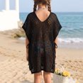 thumbnail image 6 of mgoYE Big Girl's V Neck Crochet Short Sleeve Beach Dress Summer Swimsuit Bikini Cover Up(Black,8-10 Years), 6 of 9