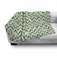 thumbnail image 3 of Palm Leaf Soft Flannel Fleece Throw Blanket, Chevron Motif Zigzag Lines with Green Palm Leaves Modern Summer Theme, Cozy Plush for Indoor and Outdoor Use, 50" x 60", Green White, by Ambesonne, 3 of 6