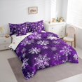 thumbnail image 3 of Manfei Chic Snowflakes Twin Bedding Sets 7 Pieces, Merry Xmas Christmas Bedding Comforter Set, Purple White Sheet Sets, Ultra Soft Home Decor, 3 of 8