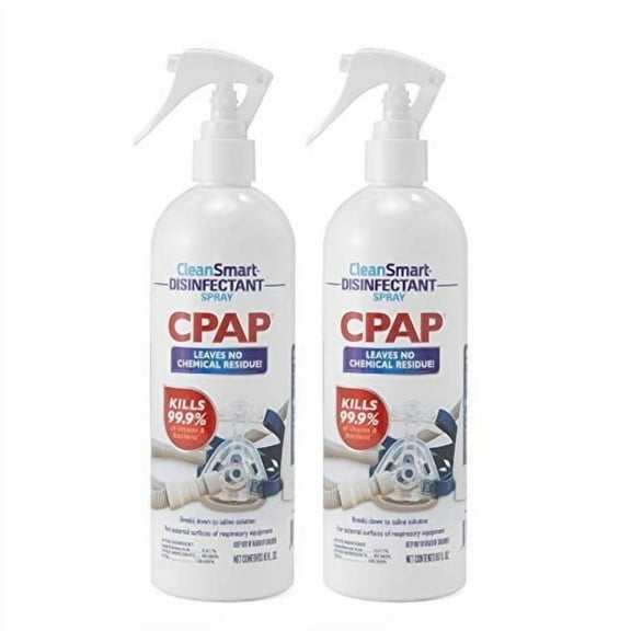CleanSmart CPAP Disinfectant Spray, Kills 99.9% of Bacteria and Viruses on CPAP Equipment, No Residue, 16 oz (Pack of 2)