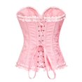 thumbnail image 3 of CCRFTGI Corset Tops for Women Lace Sexy Bustiers Fashion Waist Cincher Satin Corsets Classic Strapless Bodyshaper Top Pink L, 3 of 4
