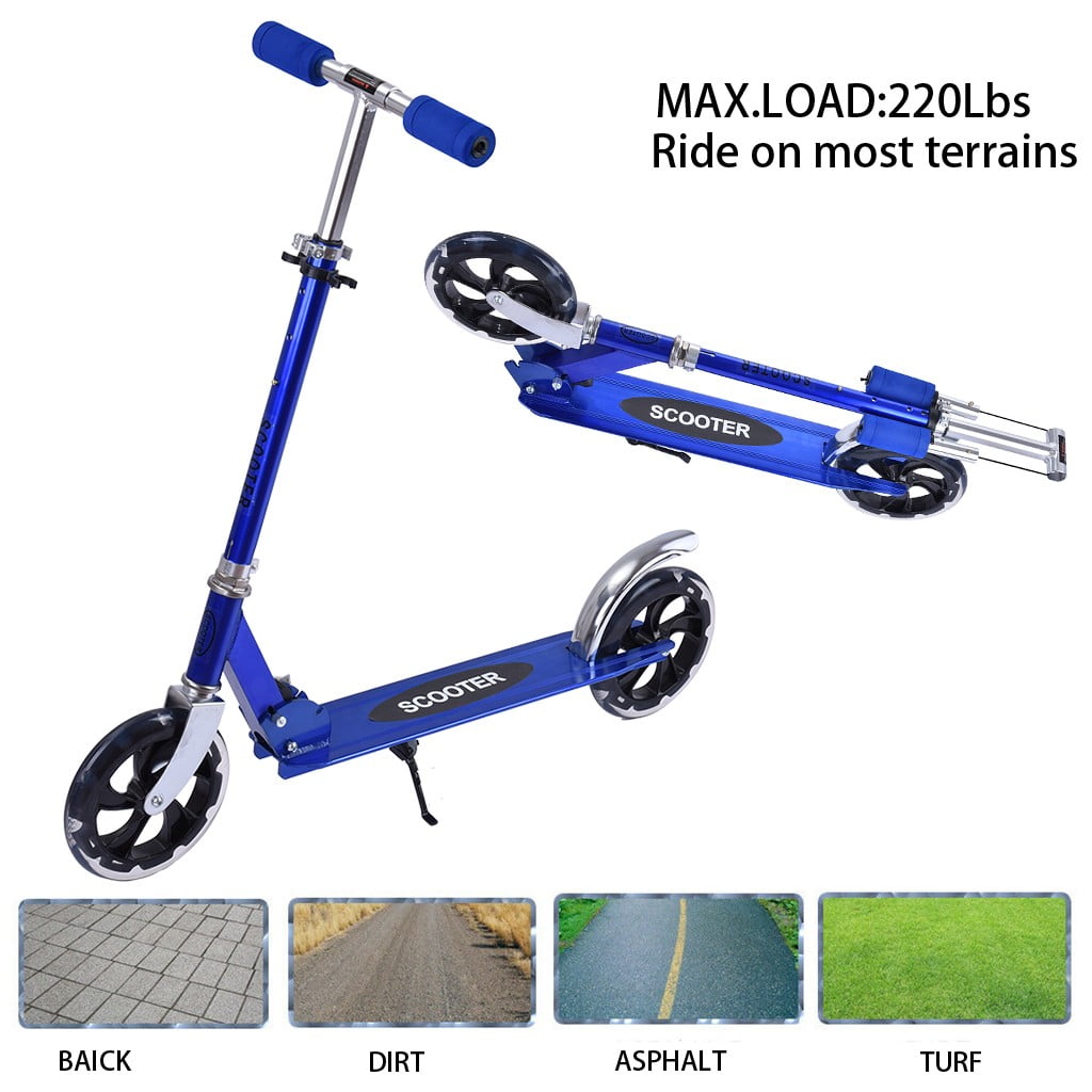 Folding Kick Scooter 2 Big Wheels Teens Adult Ride On Adjustable Height Scooter 